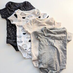 Cloud Island 4 pack short sleeve onesies